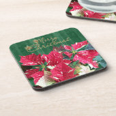 レッドポインセティアスメリークリスマスコースターセット(6) コースター (左側)