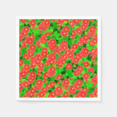 レッドポインセティアス&グリーンホリー スタンダードカクテルナプキン (正面)