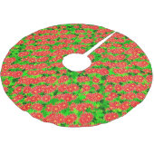 レッドポインセティアス&グリーンホリー ブラッシュドポリエステルツリースカート (アングル)