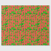 レッドポインセティアス&グリーンホリー ラッピングペーパー (フラット)