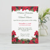 レッドポインセティアス&グリーンリー結婚式招待状 招待状 (スタンド正面)