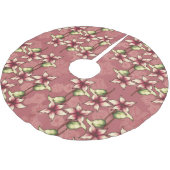 レッドポインセティアス&スノーフレークスクリスマスウィンター ブラッシュドポリエステルツリースカート (アングル)