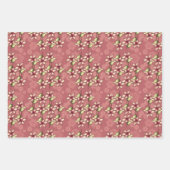 レッドポインセティアス&スノーフレークスクリスマスウィンター ラッピングペーパーシート (正面)