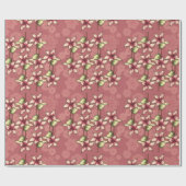 レッドポインセティアス&スノーフレークスクリスマス ラッピングペーパー (フラット)