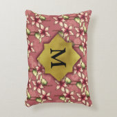 レッドポインセティアス&スノーフレークChristmas Monogram アクセントクッション (正面(垂直))