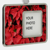 レッドポインセティアスIIクリスマスホリデーフローラ シルバープレートフレームオーナメント (右)