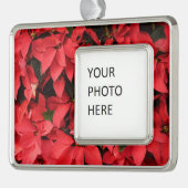 レッドポインセティアスIIクリスマスホリデーフローラ シルバープレートフレームオーナメント (左)