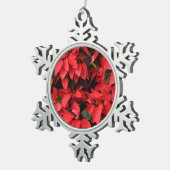 レッドポインセティアスIIクリスマスホリデーフローラ スノーフレークピューターオーナメント (右)