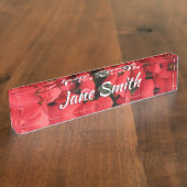 レッドポインセティアスIIクリスマスホリデーフローラ デスクネームプレート (側面)