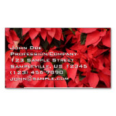 レッドポインセティアスIIクリスマスホリデーフローラ マグネット名刺 (正面)