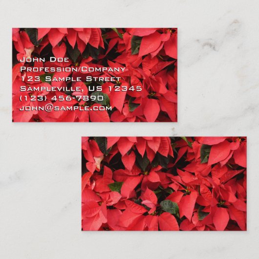 レッドポインセティアスIIクリスマスホリデーフローラ 名刺 (正面/裏面)