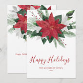 レッドポインセティアハッピーホリデーズカード シーズンカード (正面/裏面)