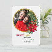 レッドポインセティアフォトフラットホリデーカード シーズンカード (スタンド正面)