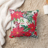 レッドポインセティアブーケフローラクリスマス クッション (ブランケット)