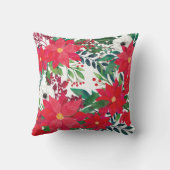 レッドポインセティアブーケフローラクリスマス クッション (裏面)