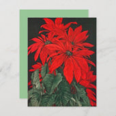 レッドポインセティアブーケホリデーパーティ招待状 招待状 (正面/裏面)