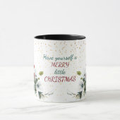 レッドポインセティアブーケ金ゴールドグリッタークリスマス マグカップ (中央)