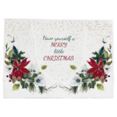 レッドポインセティアブーケ金ゴールドグリッタークリスマス ラージペーパーバッグ (裏面)