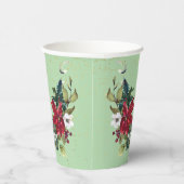 レッドポインセティアブーケ金ゴールドグリッタークリスマス 紙コップ (右)