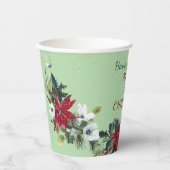 レッドポインセティアブーケ金ゴールドグリッタークリスマス 紙コップ (正面)