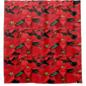 レッドポインセティアホリデイ シャワーカーテン (正面)