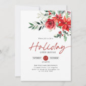 レッドポインセティアホリデーオープンハウスクリスマスパーティー 招待状 (正面)
