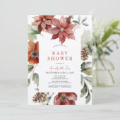レッドポインセティアホリデーフローラベビーシャワー 招待状 (スタンド正面)
