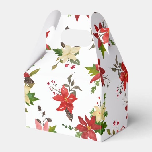 レッドポインセティアホリデーフローラルパターン フェイバーボックス (裏面サイド)