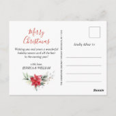 レッドポインセティアホリークリスマスホリデーグリーティング ポストカード (裏面)