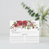 レッドポインセティアホリーブライダルシャワーレシピカード ポストカード (スタンド正面)