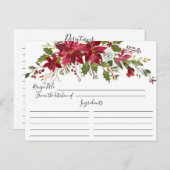 レッドポインセティアホリーブライダルシャワーレシピカード ポストカード (正面/裏面)