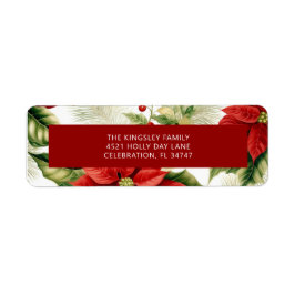 レッドポインセティアホリーベリークラシッククリスマス ラベル