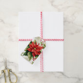 レッドポインセティアホリーベリークリスマスホリデー ギフトタグ (より糸付き)