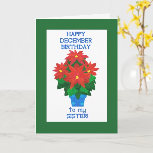 レッドポインセティア12月誕生日フォーシスター カード (黄色い花)