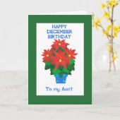 レッドポインセティア12月誕生日フォー叔母 カード (黄色い花)