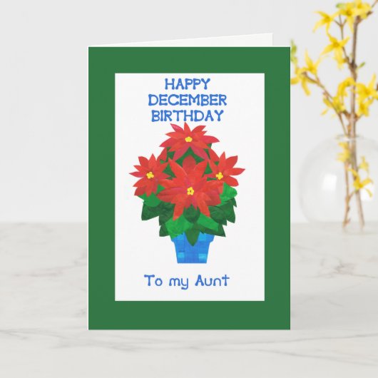 レッドポインセティア12月誕生日フォー叔母 カード (黄色い花)