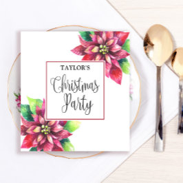レッドポインセティシアクリスマスパーティー スタンダードカクテルナプキン