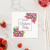 レッドポインセティシアクリスマスパーティー スタンダードカクテルナプキン (インサイチュ)