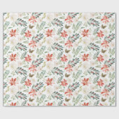レッドポインセティシアクリスマスフローラ水彩 ラッピングペーパー (フラット)