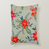 レッドポインセティシアクリスマスフローラ アクセントクッション (正面(垂直))