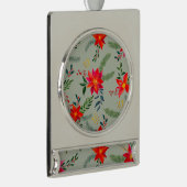 レッドポインセティシアクリスマスフローラ シルバープレートバナーオーナメント (右)