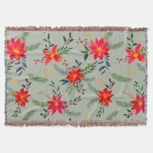 レッドポインセティシアクリスマスフローラ スローブランケット