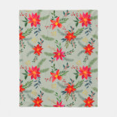 レッドポインセティシアクリスマスフローラ フリースブランケット (正面)