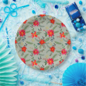 レッドポインセティシアクリスマスフローラ ペーパープレート (パーティー)