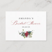 レッドポインセティシアクリスマスブライダルシャワーカード 名刺 (裏面)