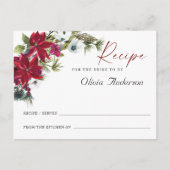 レッドポインセティシアクリスマスブライダルシャワーレシピカード ポストカード (正面)