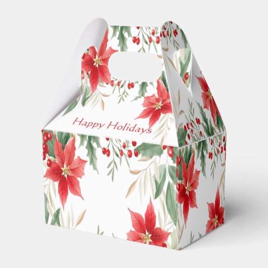 レッドポインセティシアクリスマスホリデーギフトボックス フェイバーボックス (裏面サイド)