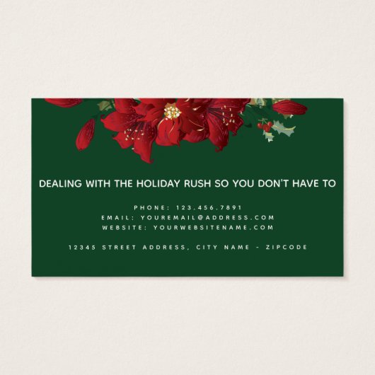 レッドポインセティシアクリスマスホリデーショップパービジネス (裏面)