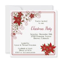 レッドポインセティシアフレームクリスマスパーティー