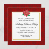 レッドポインセテ企業のィアホリデーディナーパーティー 招待状 (正面/裏面)
